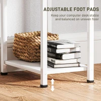 HOMCOM 47" Small Computer Desk, Writing Desk with Fabric Drawers, Home Office Desk with Adjustable Shelves, White(m-6)