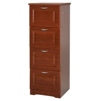 HOMCOM 4 Drawer Vertical File Cabinets Freestanding Enclosed Storage Cabinet with File Hanging, Dark Coffee(m-11)