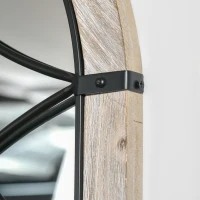 HOMCOM 36.5" x 23.5" Large Farmhouse Wall Mirror, Arch Window Mirror for Wall Decor in Living Room, Bedroom, Entryway, Rustic Wood Grain(m-7)