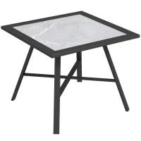 Outsunny Small Outdoor Side Table, Patio Side Table with SPC Tabletop for Garden, Patio, Lawn, Grey(m-2)