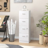 HOMCOM Vertical Filing Cabinet with Lock, 4 Drawer File Cabinet with Adjustable Hanging Bar for A4 and Letter Size, White(m-8)