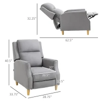 HOMCOM Manual Recliner Chair with Footrest, Thick Padded Reclining Chair Sofa Chair for Living Room Bedroom, Gray(m-3)