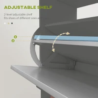 HOMCOM Slim Shoe Storage with 2 Flip Drawers and Adjustable Shelves Shoe Cabinet Organizer for 8 Pair, Grey(m-5)