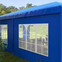 Outsunny 9.6' x 19' Large Party Tent, Outdoor Event Shelter, Gazebo Canopy with 4 Removable Window Sidewalls for Weddings, Picnics, Blue(m-9)