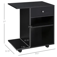 Vinsetto Mobile Printer Stand, Rolling File Cabinet Cart with Wheels, Adjustable Shelf, Drawer and CPU Stand, Black(m-3)