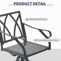 Outsunny 3 Pieces Outdoor Bistro Set, 2 Swivel Rocker Chairs and 1 Round Tempered Glass Table with Cushion, Yard, Lawn, Porch and Garden Furniture, White(m-7)