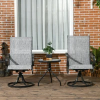 Outsunny 2-Piece Swivel Patio Dining Chairs, 360° Swivel Rocking Outdoor Chairs with Curved Armrests, Breathable Mesh Seat & S Shape Backrest for Yard, Lawn, Porch, Dark Grey(m-8)