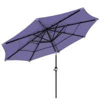 Outsunny 10.7FT Patio Umbrella with 8 Ribs, Crank, Push Button Tilt, Air Vents, for Backyard, Deck and Lawn, Purple(m-11)