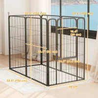 PawHut 6 Panels Heavy Duty Dog Playpen Outdoor Indoor with Door & Strap, 39" Height Portable & Foldable Pet Playpen(m-3)