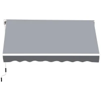 Outsunny 8' x 7' Retractable Awning, Patio Awnings, Sunshade Shelter with 280 g/m² UV & Water-Resistant Fabric and Aluminum Frame for Deck, Balcony, Yard, Grey(m-11)
