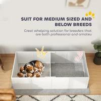 PawHut Whelping Box for Dogs w/ Adjustable, Removable Door, for Small Medium Dogs, 77" x 38", White(m-6)