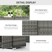 Outsunny Outdoor Storage Cabinet, Waterproof PE Rattan Cabinet with Drawer for Indoor, Outdoor Swimming Pool, Gray(m-6)