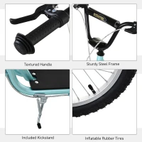 Aosom Kids Kick Scooter for 5+ Year Old, Kids Ride on Toy w/ 16'' Inflatable Wheel Dual Brakes, Blue(m-7)