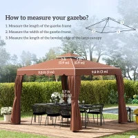 Outsunny 10' x 10' Gazebo Replacement Canopy, Gazebo Top Cover with Double Vented Roof for Garden Patio Outdoor TOP ONLY, Coffee(m-4)