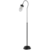 HOMCOM 61.75" Vintage Floor Lamp Standing Lamp With Rotatable Lampshade E26 Socket Pin Steel Living Room, Black(m-11)