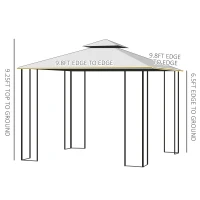 Outsunny 10' x 10' Patio Gazebo, Double Roof Outdoor Gazebo Canopy Shade Shelter with Metal Corner Frame Screen Wall, for Garden, Lawn, Backyard and Deck(m-3)