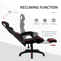 Vinsetto Racing Gaming Chair, Ergonomic Computer Chair with Footrest, Headrest, High Back Recliner Swivel Seat with Adjustable Height, Black Red(m-5)