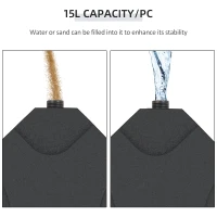 Outsunny 4 Pieces Cantilever Patio Umbrella Base Stand, Outdoor Offset Umbrella Weight Plates, 158 lb Capacity Sand or 60 Liter Capacity Water, Black(m-5)