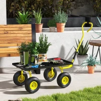 Outsunny Heavy Duty Garden Wagon Cart with 10" Wheels, 330 lbs Capacity, for Garden, Beach, Lawn, Yellow(m-7)