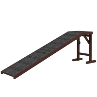 PawHut Dog Ramp for Bed, Pet Ramp for Dogs with Non-Slip Carpet and Top Platform, 74" x 16" x 25", Brown(m-11)