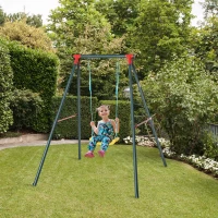 Outsunny Metal Swing Set with U-Shaped Swing, Seat, Kids Swing Set for Backyard, Outdoor, Playground, Multicoloured(m-1)
