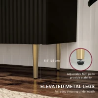 HOMCOM Modern Kitchen Storage Cabinet, Sideboard Buffet Cabinet with Adjustable Shelves and Metal Legs for Kitchen, Black(m-6)