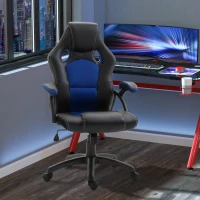 Vinsetto PU Leather Gaming Chair High Back Office Chair with Adjustable Height, Computer Gamer Chair, Blue(m-7)