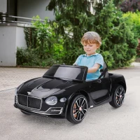 Aosom 12V Ride On Car Licensed Bentley Battery Powered Electric Vehicles w/ Parent Remote Control, 2 Speed - Black(m-8)