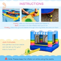 Outsunny Inflatable Bounce House for Kids 2-in-1 Jumping Castle for Indoor Outdoor Party with Trampoline, Pool, Carry Bag & Air Blower(m-5)