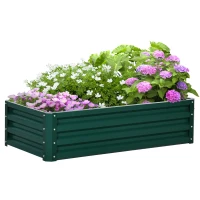 Outsunny Galvanized Raised Garden Bed, 4' x 2' x 1' Metal Planter Box, for Growing Vegetables, Flowers, Herbs, Succulents, Green(m-11)