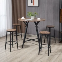 HOMCOM 5-Piece Bar Table and Chairs Set, Space Saving Dining Table & 4 Stools(m-10)