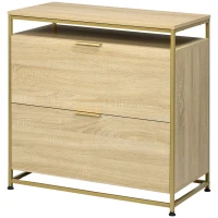 Vinsetto Lateral Filing Cabinet, 2 Drawers File Cabinet with Hanging Bars for A4 and Letter Size, Printer Stand for Home Office, Natural Tone(m-11)