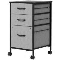 Vinsetto Vertical Filing Cabinet, Mobile File Cabinet with 3 Non-woven Fabric Drawers, Hanging Bars for Letter Size, Industrial Printer Stand for Home Office, Dark Grey(m-11)