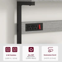 HOMCOM Kitchen Baker's Rack with Power Outlet, Coffee Bar Station with Adjustable Shelves and Hooks, Distressed Grey(m-4)