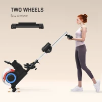 Soozier Foldable Rower Machine, Water Rowing Machine with Wheels, LCD Monitor and Tablet Holder for Cardio Training, Blue(m-6)