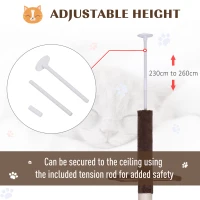 PawHut 102" Adjustable Height Floor to Ceiling Cat Tree, 5 Level Cat Tower with Scratching Posts, Hammock, Brown(m-7)
