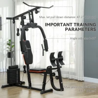 Soozier Home Gym Weights Machine, Multi Gym Lat Pulldown and Leg Workout Equipment with 99lbs Weight Stack(m-7)