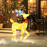 Outsunny Light Up Reindeer Yard Decoration, Lighted Deer Christmas Decoration for Indoor, Outdoor, Garden, Lawn, White