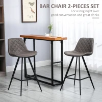 HOMCOM Set of 2 Microfiber Cloth Bar Stools, Multi-functional Kitchen Stools, Bar Chair with Metal Leg Padded Cushion Seat for Dining, Charcoal Grey(m-4)