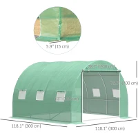 Outsunny 10' x 10' x 6.5' Walk-in Tunnel Greenhouse with High-Quality Transparent PE Cover, Zipper Doors, & Windows(m-3)