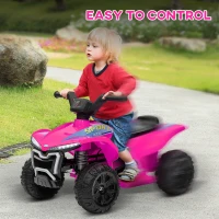 Qaba Kids ATV Quad, 6V Ride On Toy with Rechargeable Battery, Light, Music, Forward & Reverse for Toddlers, Pink(m-4)