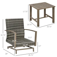 Outsunny Patio Bistro Set, Porch Furniture with Soft Cushions and Rocking Function for Yard, Lawn, Porch, Dark Gray(m-3)