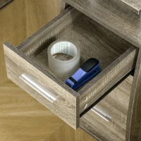 HOMCOM 47" Computer Desk with Keyboard Tray and Storage Drawers, Home Office Workstation Table with Storage Shelves, Grey Wood Grain(m-7)