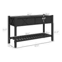 Outsunny Raised Garden Bed, 47 x 22 x 31.5 in. Elevated Wood Planter Box with Storage Shelf, Drainage Holes, and Liner, Black(m-3)