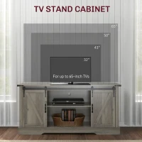 HOMCOM Sideboard with Charging Station, Farmhouse Coffee Bar Cabinet with Sliding Barn Door, TV Stand for TVs Up to 65", Gray(m-5)