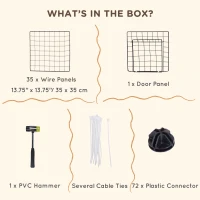 PawHut 40 Pcs Small Animal Cage Bunny Hutch Portable Metal Wire with Ramps for Kitten Chinchilla, Black(m-6)