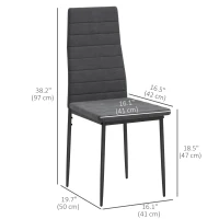 HOMCOM Modern Dining Chairs, Set of 4, High Back Upholstery and Metal Legs for the Living Room, Kitchen, Home Office, Grey(m-3)