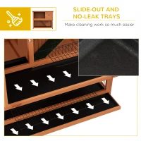 PawHut Wooden Rabbit Hutch with Trays, Ramp, Asphalt Roof, Doors for 1-2 Rabbits, 47" x 20" x 40", Orange(m-6)