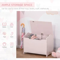 Qaba Kids Toy Chest Wooden Toy Storage Organizer Chest Box with Magnetic Hinge, Large Storage Space, & Groove Handle, Pink(m-6)