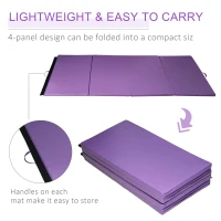 Soozier 4'x8'x2" Folding Gymnastics Tumbling Mat, Exercise Mat with Carrying Handles for Yoga, MMA, Martial Arts, Stretching, Core Workouts, Purple(m-6)
